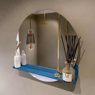 SPOT spiegel rond 70cm met Spiegelplanchet kleur Jeans.