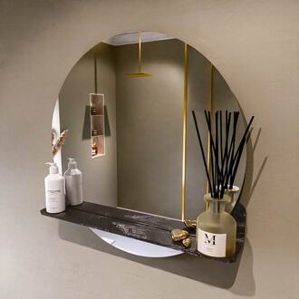 SPOT spiegel rond 70cm met Spiegelplanchet kleur Lava.