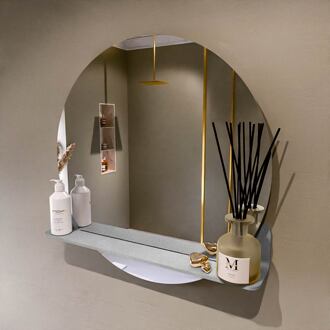 SPOT spiegel rond 70cm met Spiegelplanchet kleur Plata.