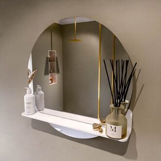 SPOT spiegel rond 70cm met Spiegelplanchet kleur Talc.