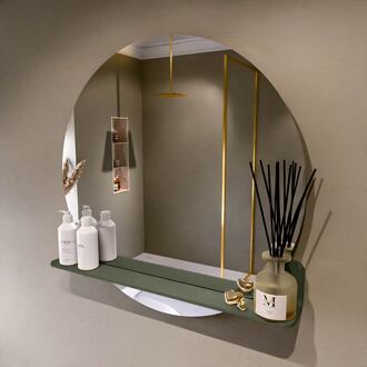 SPOT spiegel rond 80cm met Spiegelplanchet kleur Army.