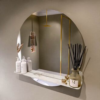 SPOT spiegel rond 80cm met Spiegelplanchet kleur Frappe.