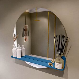 SPOT spiegel rond 80cm met Spiegelplanchet kleur Jeans.