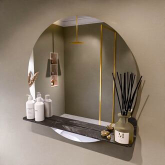 SPOT spiegel rond 80cm met Spiegelplanchet kleur Lava.