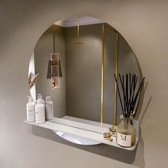 SPOT spiegel rond 80cm met Spiegelplanchet kleur Linen.