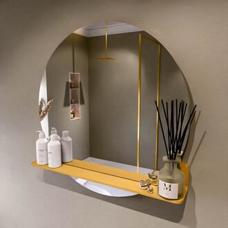 SPOT spiegel rond 80cm met Spiegelplanchet kleur Ocher.