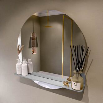 SPOT spiegel rond 80cm met Spiegelplanchet kleur Plata.