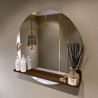 SPOT spiegel rond 80cm met Spiegelplanchet kleur Rust.