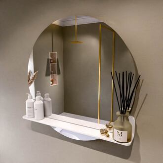 SPOT spiegel rond 80cm met Spiegelplanchet kleur Talc.