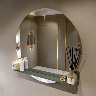 SPOT spiegel rond 90cm met Spiegelplanchet kleur Army.