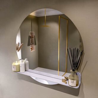 SPOT spiegel rond 90cm met Spiegelplanchet kleur Cale.