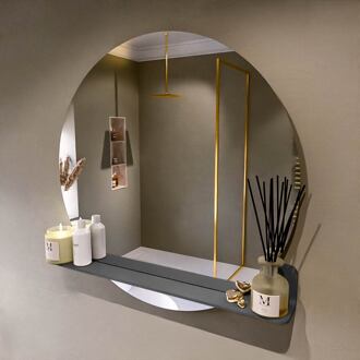 SPOT spiegel rond 90cm met Spiegelplanchet kleur Dark Grey.