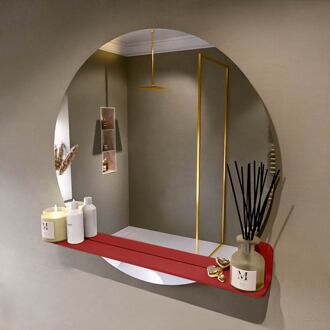 SPOT spiegel rond 90cm met Spiegelplanchet kleur Fire.