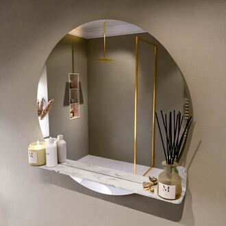 SPOT spiegel rond 90cm met Spiegelplanchet kleur Glace.