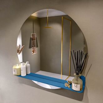 SPOT spiegel rond 90cm met Spiegelplanchet kleur Jeans.