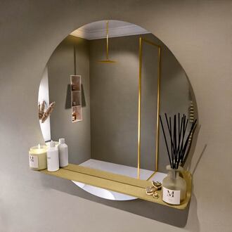 SPOT spiegel rond 90cm met Spiegelplanchet kleur Oro.