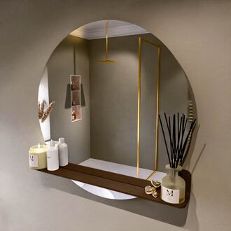 SPOT spiegel rond 90cm met Spiegelplanchet kleur Rust.