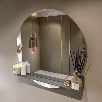 SPOT spiegel rond 90cm met Spiegelplanchet kleur Smoke.