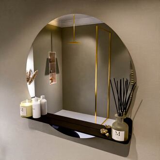 SPOT spiegel rond 90cm met Spiegelplanchet kleur Urban.