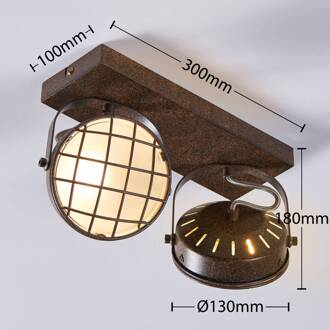 spot Tamin, roestkleurig, 2-lamps, glas, G9 roest, wit