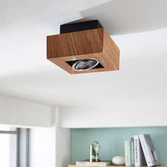 spot Vince, 14 x 14 cm, houtkleurig, metaal, GU10 licht hout