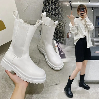 Spring/Autumn 2020 new fashion wild medium boots Martin boots women thick bottom Chelsea boots women tide X276