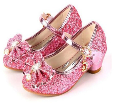 Spring Children Shoes Girls High Heel Princess Dance Sandals Kids Shoes Glitter Leather Fashion Girls Party Dress Wedding Shoes