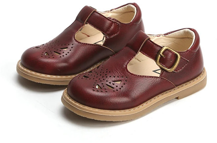 Spring Girls Leather Shoes Cut-outs Retro Kids Shoes for Girl Princess Anti-slip Sneakers Baby Girl Dancing Shoes SMG056