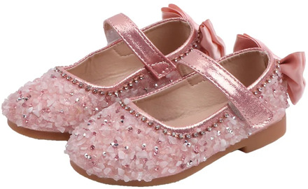 Spring Girls Shoes Princess Fashion Rhinestone Bowtie Flat Casual Leather Shoes Kids Girls Baby Dancing Shoes SHS017