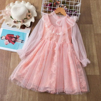 Spring Lace Children Clothing Kids Dresses For Girls Causal Wear Embroidered Flower Princess Dress 3-8 Years Girls Dress