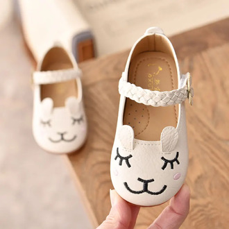 Spring New Girls Leather Shoes Princess Cute Cartoon Rabbit Baby Single Shoes Soft Bottom Kids Sneakers Toddler Shoes SM057
