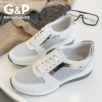 Spring New Sneakers Women Platform Casual Sports Shoes Ladies Thick Soled Fashion Shoes Lace Bling Factory Direct Sale