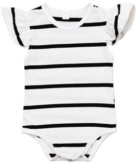 Spring Summer Striped Rompers Infant Girl Clothes Fly Sleeve Stripe Jumpsuit Toddler Baby Bodysuit Support wit / 18m