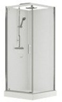 Spring Vidrio douchecabine 900x900mm met draaideur en vaste wand in veiligheidsglas verstelbare hand en regendouche gladde flexibel thermostatische douchekraan