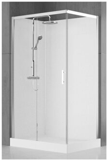 Spring Vidrio douchecabine links 1200x900mm met schuifdeur en vaste wanden in veiligheidsglas verstelbare hand en regendouche gladde flexibel thermostatische douchekraan