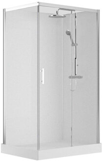 Spring Vidrio douchecabine rechts 1200x900mm met schuifdeur en vaste wanden in veiligheidsglas verstelbare hand en regendouche gladde flexibel thermostatische douchekraan