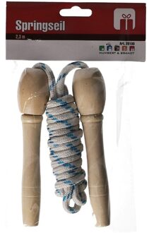 Springtouw met houten handvatten blauw 2,3m - Springtouwen Multikleur