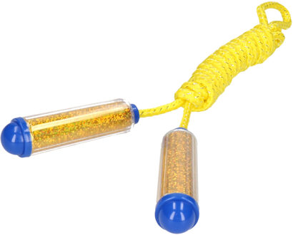 Springtouw - met kunststof handvatten - geel/goud - 210 cm - speelgoed Goudkleurig