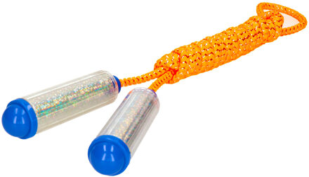 Springtouw - met kunststof handvatteni¿½- oranje/zilver - 210 cm - speelgoed - Springtouwen Geel