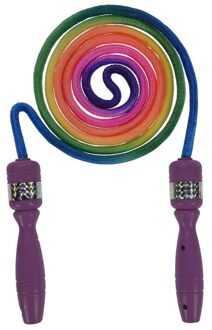 Springtouw regenboogprint paars handvat 210 cm Multi