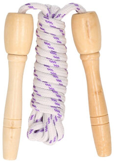 Springtouw wit/paars - 230 cm - met houten handvatten - Buitenspeelgoed - Sportief Multi