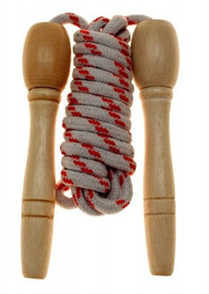 Springtouw wit/rood - 230 cm - met houten handvatten - Buitenspeelgoed - Sportief