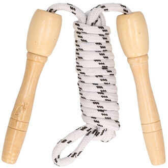 Springtouw wit/zwart - 230 cm - met houten handvatten - Buitenspeelgoed - Sportief