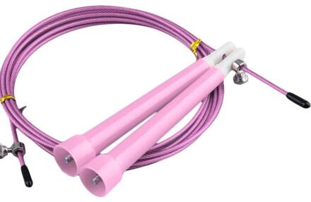 Sprong Springtouwen Kabel Staal Verstelbare Snelle Speed Abs Handvat Springtouwen Crossfit Training Boksen Sport Oefeningen Roze