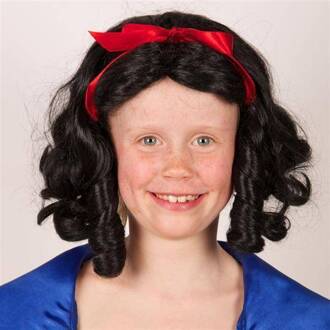 Sprookjes prinsessen verkleedpruik voor meisjes - carnaval - zwart haar