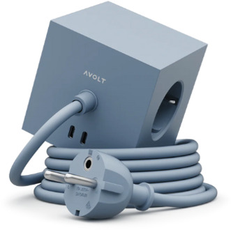 Square 1  | Design Stekkerdoos met USB-C & 1.8m Kabel - Shark Blue Multicolor