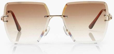 Square Bruine Lens Oversized Zonnebril, Brown - ONE SIZE