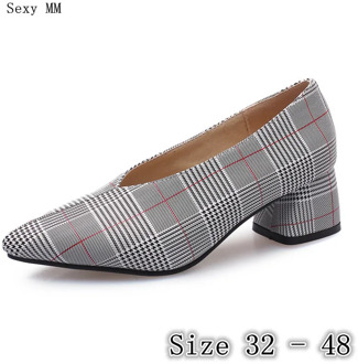 Square High Heel Shoes Women Pumps Woman Office Career Shoes High Heels Small Plus Size 32 33 - 40 41 42 43 44 45 46 47 48
