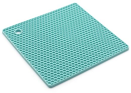 Square Honeycombs Placemat Food-Grade Silicone Heat Insulation Mat Anti-Scald Thickened Microwave Oven Mat DAG-ship lucht blauw