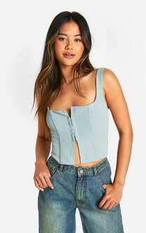 Square Neck Wide Strap Corset, Sage - 40